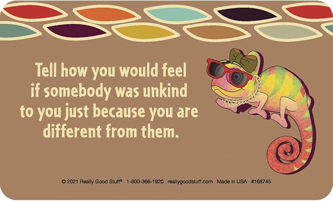 Really Good Stuff Diversity Discussion Cards - Set of 18 - Promotes Equality, Inclusion, and Empathy - Multicultural Cards for Kids