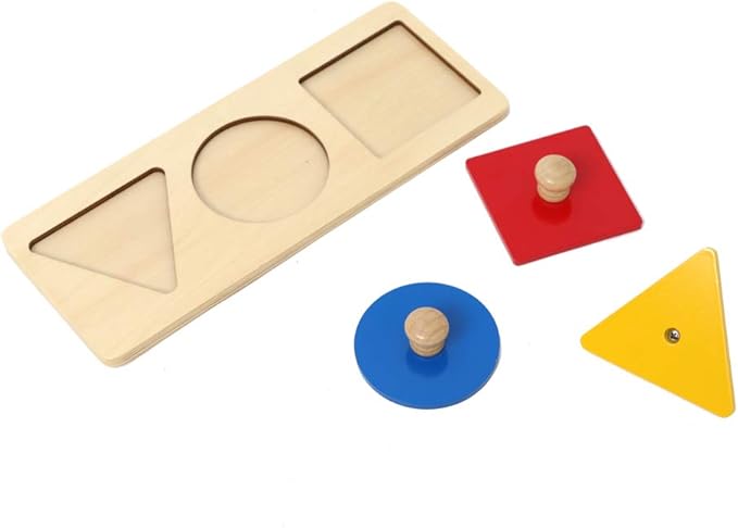 Montessori Multiple Shape Puzzle/Single Shape Puzzle First Puzzle for Toddler Jumbo Knob Wooden Puzzle Geometry Shape Puzzle Preschool Learning Material Shape & Color Sorter (Multiple Shape Puzzles)
