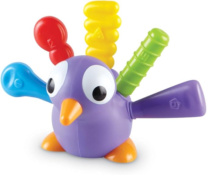 Learning Resources Pedro the Fine Motor Peacock ,Toddler Learning Toys, Montessori Toys, Develops Fine Motor Skills, Toddler Toys, Ages 18+ Months ,6 pieces