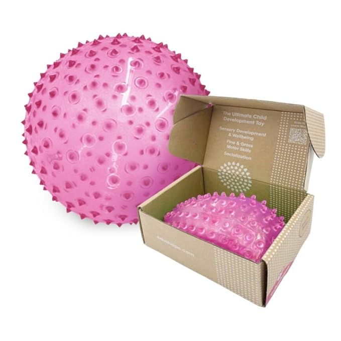 Edushape Original Sensory Ball - 7" Transparent Pink Baby Ball for Gross Motor Skills Development (6 Months & Up)