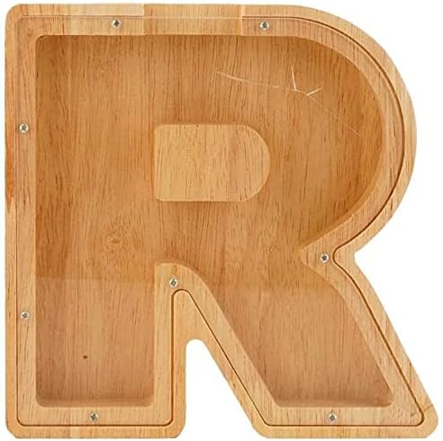 Twenty-six English Alphabet A-Z Letter Piggy Bank,Large-Capacity Transparent Wooden Alphabet Piggy Bank，Personalized Coin Savings Box, Name DIY Creative Purchase Combination.