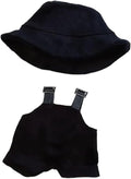 17cm Clothes Set(NO Doll), Hat & Overalls Set for 17cm Accessories Suit,Cute Stylish Clothing Suit for Doll Dress up (Black)