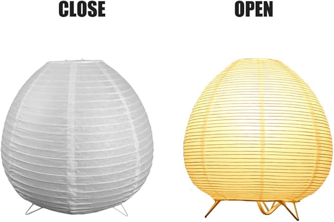 Bedside Table Lamp Paper and Chrome Standing Lamp Room Decoration Festival Lantern Light Nightstand Desk Lamp Bedroom Dresser Living Kids Room College Dorm Coffee (White, 9"x 9" x 8")