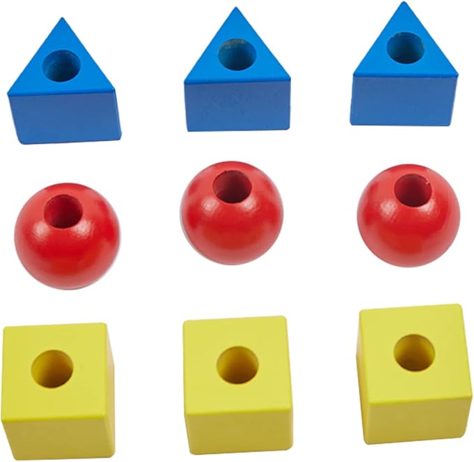 Adena Montessori Inspired Colored Solids on Dowels - Shape Sorting Toy Designed for 1-3 Years Old Toddlers