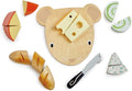 Tender Leaf Toys - Cheese Chopping Board - Wooden Play Food Set with 4 Choppable Cheeses, Baguette, Wood Knife and Illustrated Board - Improves Fine Motor Skills - Develops Social Skills - Age 2+
