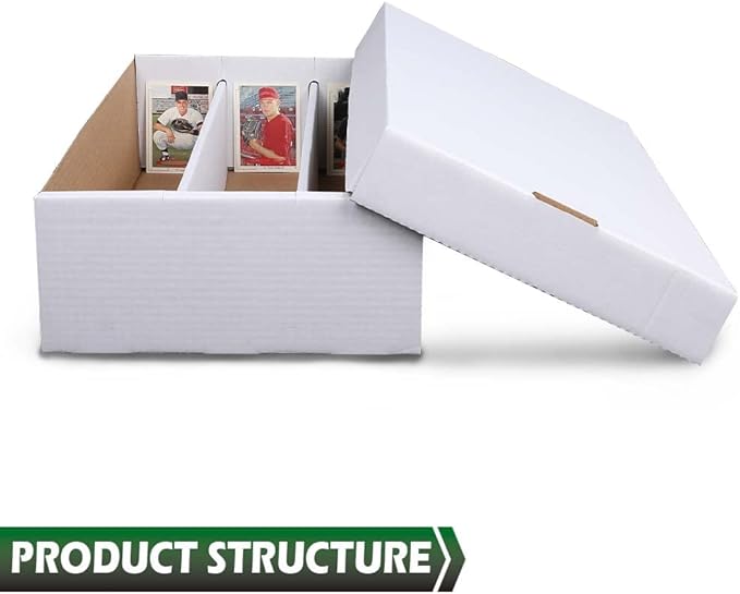 GRAND ORANGE 3Row 3000 Count Trading Card Storage Box Corrugated Cardboard Trading Card Coin Slabs Storage Box White Divider