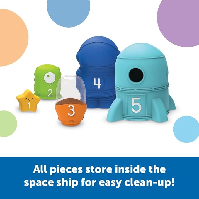 Learning Resources Nesting Space Surprise, Preschool Learning Activities, Fine Motor Skills, Montessori Preschool Toys, Space Toys, Ages 18 Months+, 9 Pieces