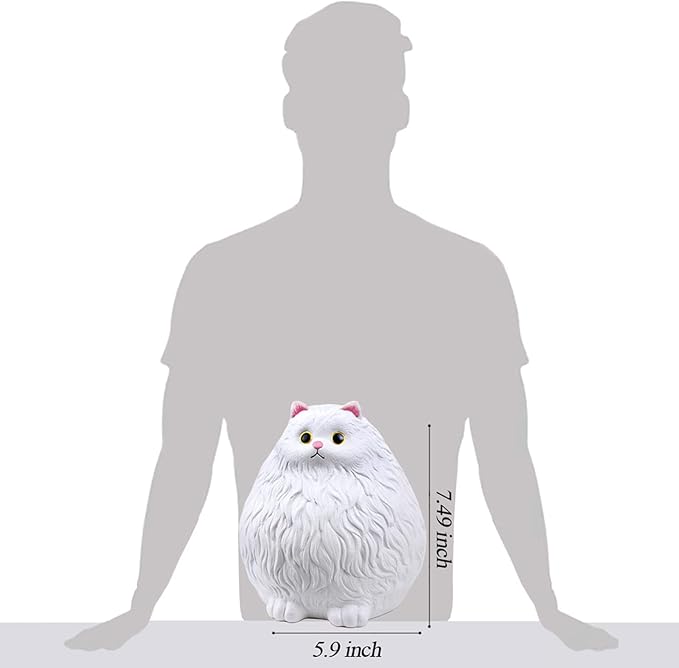 Winsterch Cat Piggy Bank,Coin Piggy Bank Money Saving Box Gifts for Kids Girls Boys,Ceramic Piggy Coin Bank,Practical Gifts for Birthday Christmas,White Piggy Bank,7.49 x 5.9 inches