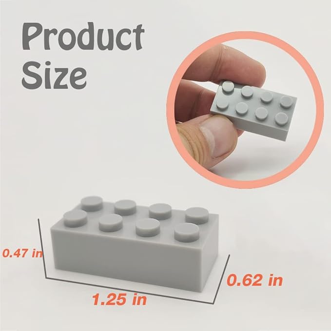 200 Piece Classic Building Bricks, 2x4 Building Blocks STEM Creative Build Toys, MOC Bulk Bricks DIY Play Set for Kids Age 6+(Light Grey, Samll Bricks, 1.25x0.62x0.47 in)
