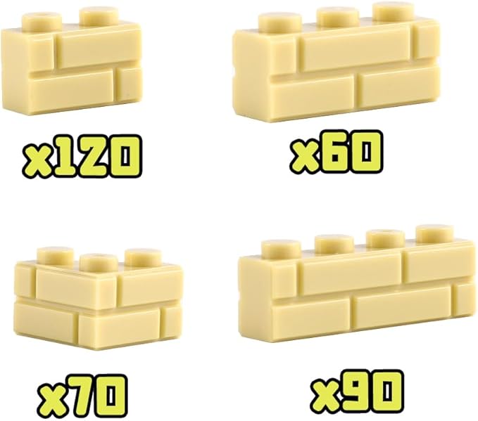Wall Masonry Profile Bricks Parts: 340 PCS Classic Wall Accessories Building Block(Beige)