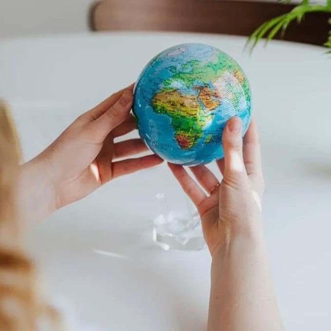 MOVA Globe – Blue Relief Map 6” | Solar-Powered Rotating World Globe with Terrain Detail | No Batteries or Cords | Elegant Desk Décor or Educational Gift