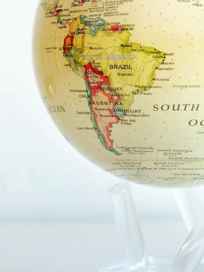 MOVA Globe – Political Map Yellow 6” | Vintage-Style Rotating Globe Powered by Light | No Batteries or Cords | Antique World Map for Home or Office Decor