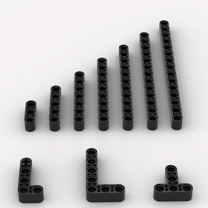 Liftarms Thick Bulk Assortment Pack, 80 Black Liftarms Beams with 10 Sizes, Compatible with Lego Parts and Pieces