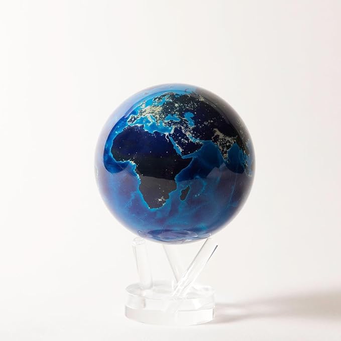 MOVA Globe – Earth at Night (4.5”) | Rotating Globe Powered by Light, No Batteries or Cords | City Lights Satellite Imagery | Unique Gift or Modern Desk Decor