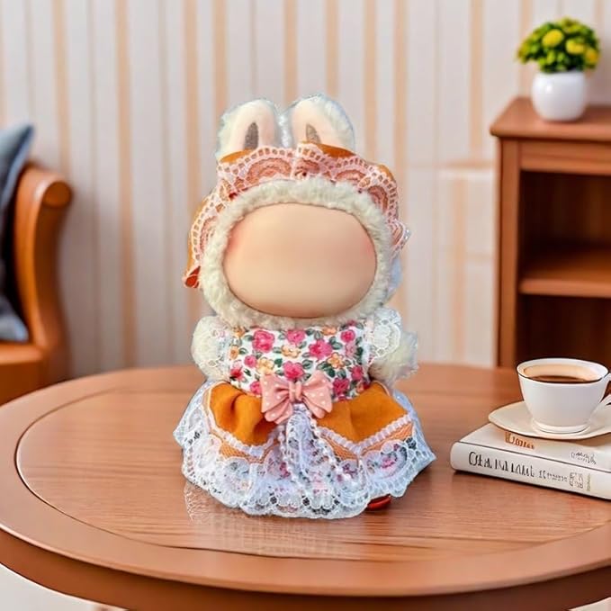Clothes Set for Dolls 17cm (No Doll), Handcrafted Cute Clothes with Exquisite Accessories for Dress Up Unique Chic Style (Yellow)
