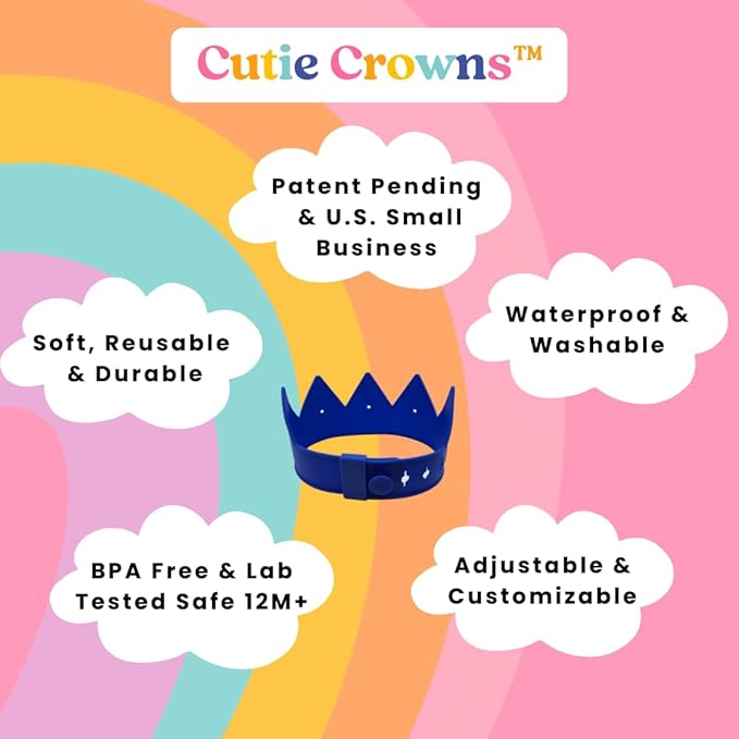 Birthday Crown for Kids Classroom – Adjustable Soft Silicone Princess Crown, Ages 2–10+, BPA Free, Dishwasher Safe