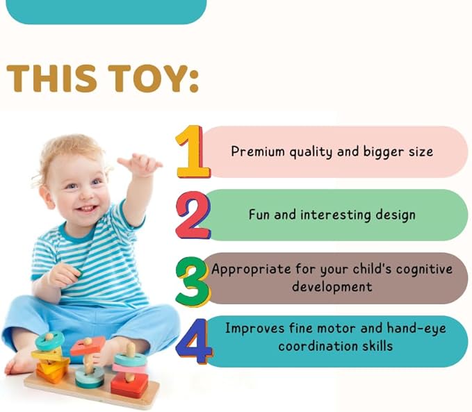 Montessori-Inspired Stacking, Shapes and Colors Sorting Toys for Toddlers, Twist and Pivot, Problem-Solving and Fine Motor Skills Development, Educational and Learning Toys for 1+ Year Old