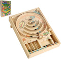 Wooden Marble Run, Marble Game, Wooden Pinball Rolling Toy, Mini Pinball Tabletop Machine with Stand, 10 Glass Marbles