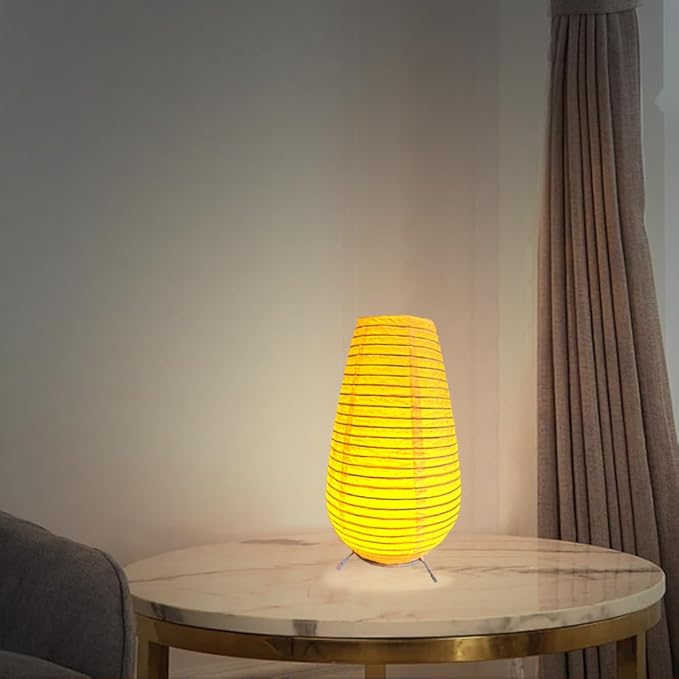 Battery Operated Lamp Bedside Table Lamp Paper and Chrome Standing Lamp Room Decoration Festival Lantern Light Nightstand Desk Lamp Bedroom Dresser Living Kids Room College Dorm Coffee