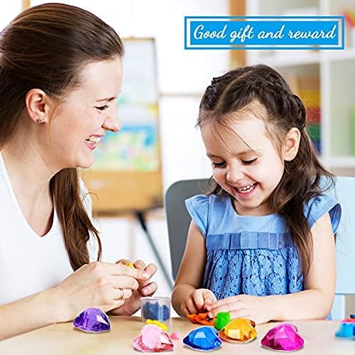 Hicarer 20 Pieces Diving Gem Pool Toys Colorful Big Diamond Pirate Treasure Diving Gems Acrylic Heart Gemstones Summer Beach Underwater Swimming Toys for Kids Swimming Party Favor Pool Training Gift