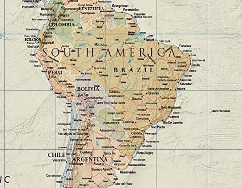 Swiftmaps World Contemporary Premier Wall Map Poster Mural 24h x 36w - LAMINATED