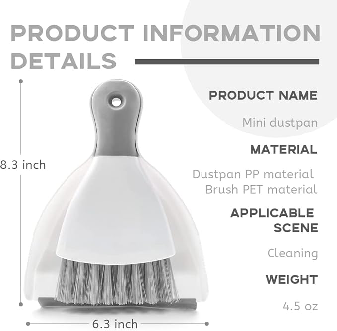 Dust pan Broom Brush Dustpan - Dustpan and Brush Set,Mini dust Pans with Brush,Dust Pan and Brush Set for Table, Key Board, Cat, Dog and Other Pets, Dust Pan Brush Nesting Tiny Cleaning Broom（Gray）