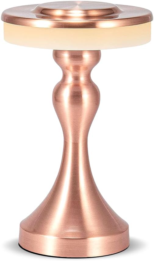 Portable Metal LED Table Lamp,Cordless Battery Table Lamp,3 Color Touch Control Rechargeable Desk Lamp,3-Levels Brightness Bedside Battery Lamp,Night Light for Kids Nursery,Dining Room Lamp