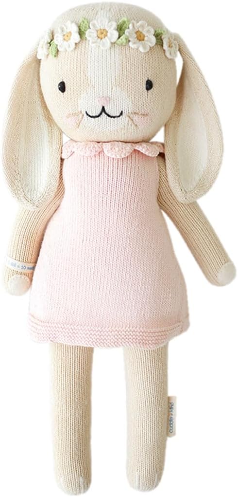 cuddle + kind Hannah The Bunny Blush Little 13" Hand-Knit Doll – 1 Doll = 10 Meals, Fair Trade, Heirloom Quality, Handcrafted in Peru, 100% Cotton Yarn