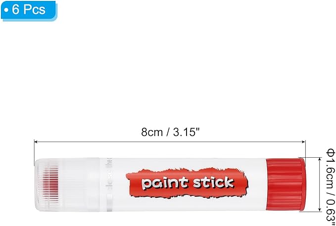 PATIKIL Tempera Paint Sticks, 6 Pcs Solid Tempera Paints Sticks Washable Bulk Markers Pen Quick Drying for Artists Beginners Art Supplies, Red