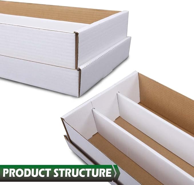 GRAND ORANGE 3000 Count 3 Row Card Storage Box 2 PACK Cardboard Standard Trading & Gaming card Storage Boxes Corrugated Cardboard Storage Box Trading Card Slab Storage Boxes