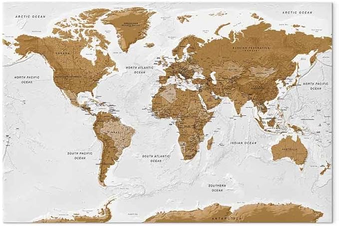 Artgeist Canvas Wall Art Print World Map 35x24 in - 1pcs Picture with Acoustic Foam Sound Print Artwork Room Acoustics Soundproofing World Travel Map k-A-0104-b-b