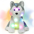 Hopearl LED Plush Husky Light up Stuffed Animal Dog Floppy Puppy Night Lights Glow in The Dark Birthday Festival for Kids Toddler Girls, Gray, 12''