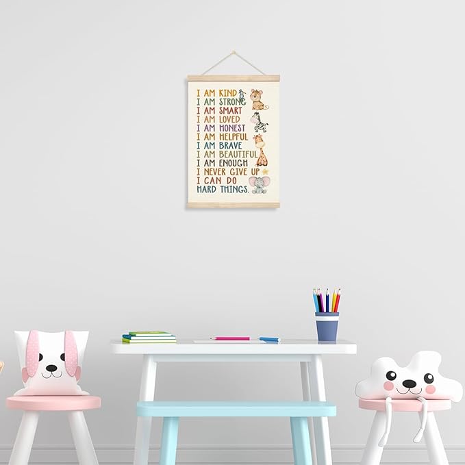 Positive Affirmations Banner, Canvas Wall Art, Inspirational Wall Hanging Poster, Mental Health Decors, Therapy Canvas Poster, Inspirational Hanging Decor for Classroom Home Bedroom 11.8x15.7 Inches