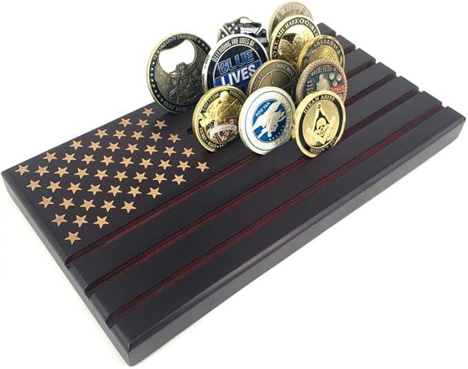 American Flag 6 Row Challenge Coin Holder Military Coin Display Stand