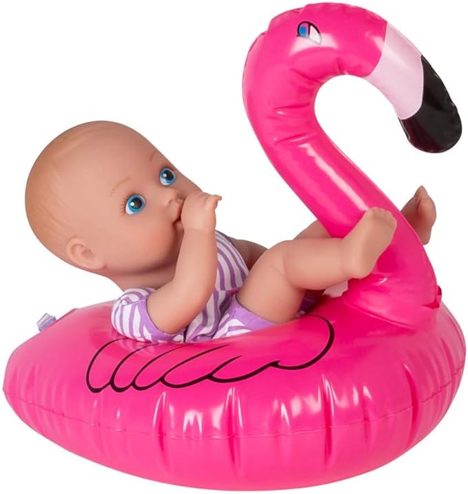 Adora Splash Time Babies Collection, 8.5” Baby Doll with Sweet Baby Smell, Premium QuickDri Vinyl and Machine Washable, Includes Clothes and Accessories, Birthday Gift For Ages 3+ - Fun Flamingo