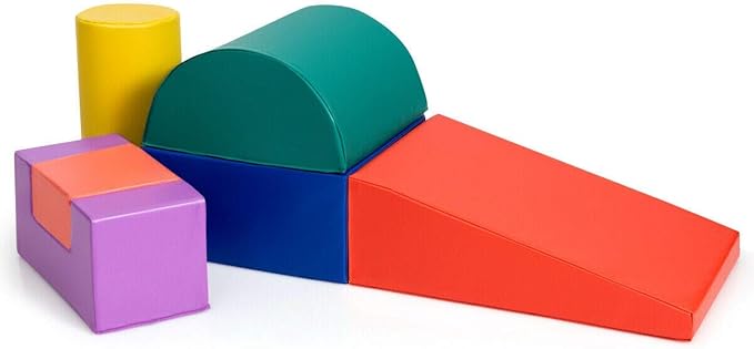 Costzon 6-Piece Kids Crawl and Climb Foam Play Set, Colorful Baby’s Foam Blocks to Crawling, Climbing, Walking, Children’s Educational Software Composite Toy for Toddlers, Preschoolers (Primary)