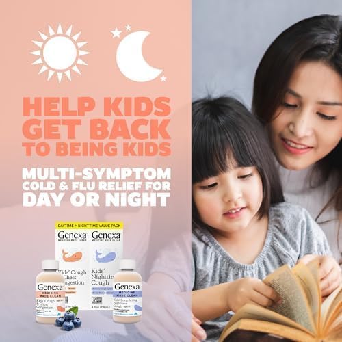 Genexa Kids' Clean Cough, Pain & Fever Acetaminophen Value 3-Pack, Dye Free, 0% Artificial Additives, Cough Care for Children, Fever & Pain Reliever, 12 fl oz (3 Bottles)