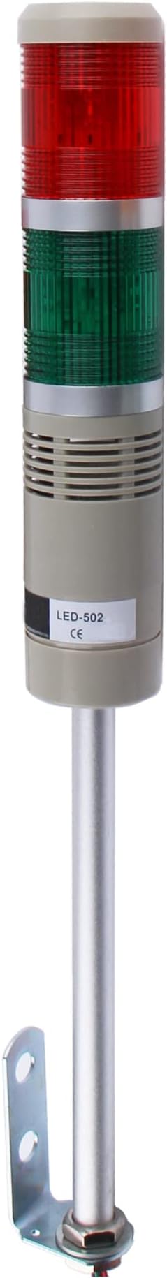 Industrial Signal Column, LED Alarm Tower Lamp Flash Indicator, 2-Layer Stack Warning Light With Buzzer for Safety (24V/Sound/Steady ON)