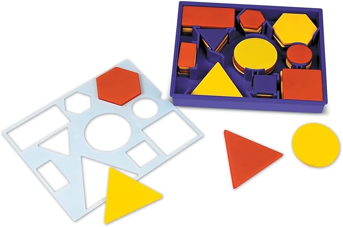 Learning Resources Attribute Blocks Desk Set in Tray, Math Blocks, 60 Piece Set, Ages 5+