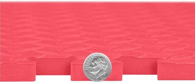 IncStores 1/2 Inch Thick Diamond Soft Foam Flooring Tiles | High-Density Interlocking Foam Tiles for Rugged Style in Your Home Gym, Playroom, and More | Red, 49 Tiles