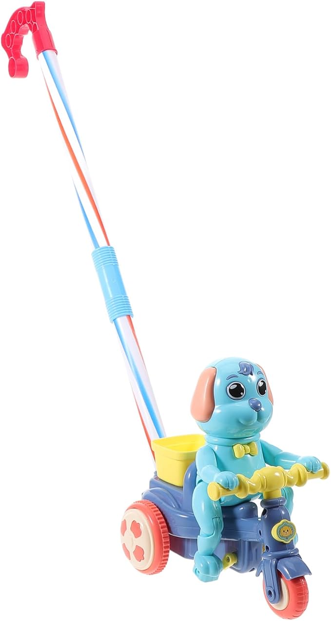 Toyvian Plastic Baby Push Toy Toddler Pull with Handle Basket Pull Along Music Puppy Push and Walking Baby Walk Behind for Infant Learning Walker 19.6 Inch
