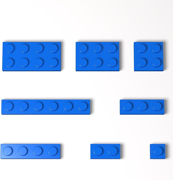 100 Pieces Classic Building Plate Assortment Pack, 8 Sizes Small Baseplates Multipacks, Compatible with Lego Parts and Pieces, Small Plate for Building(Color:Blue)