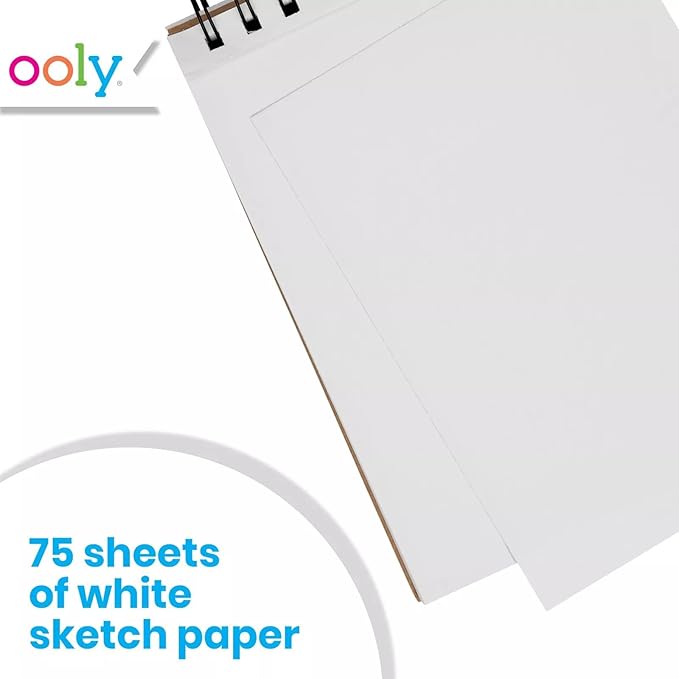 OOLY DIY Cover Small Sketchbook, 5 x 7.5 Inches, White Paper Sketchbook, Drawing Book for Kids, Artists Drawing Pad for Gel Pens