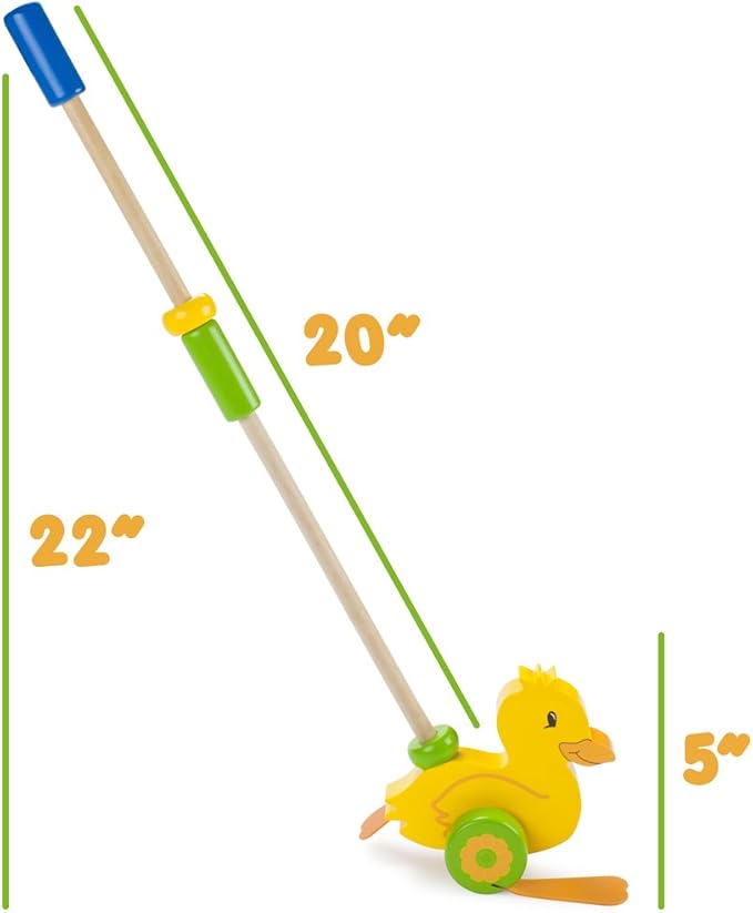 Wooden Wonders Push-n-Pull Waddling Duckling with Rubber Feet by Imagination Generation