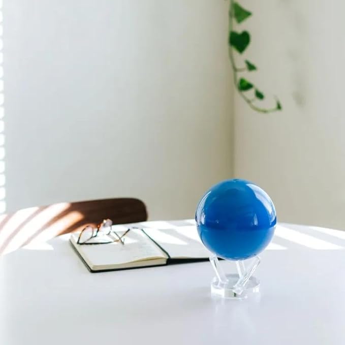 MOVA Neptune Globe 6” – Solar Rotating Planet Globe for Desk Display | No Batteries or Cords | Striking Deep Blue Space Decor