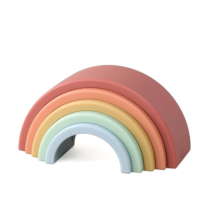 Itzy Ritzy Rainbow Stacker Toy - Includes 5 Arches for Stacking; Helps Develop Hand-Eye Coordination; Rainbow