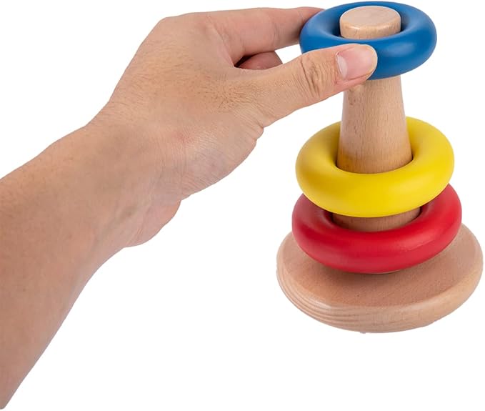 Adena Montessori Baby Toys for 6-12months Rocking Stacker Designed for Toddlers