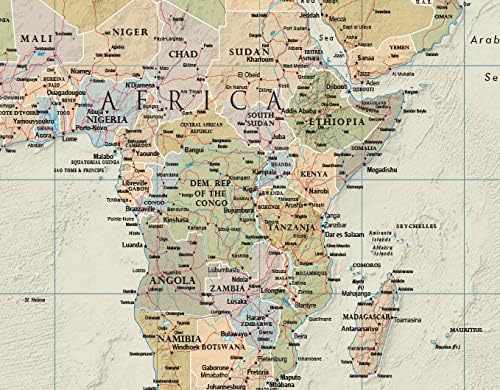Swiftmaps World Contemporary Premier Wall Map Poster Mural 24h x 36w - LAMINATED
