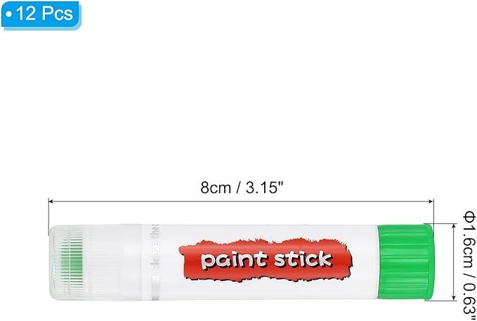 PATIKIL Tempera Paint Sticks, 12 Pcs Solid Tempera Paints Sticks Washable Bulk Markers Pen Quick Drying for Artists Beginners Art Supplies, Light Green