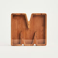 Personalized Wooden Piggy Bank – Custom Letter M Coin Bank in Beech Wood with Clear Acrylic Front, Engraved Name Option, Money Saving Box for Kids and Adults